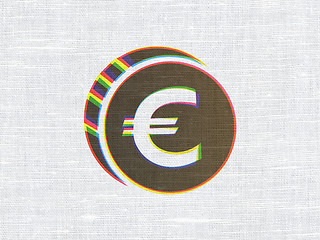 Image showing Currency concept: Euro Coin on fabric texture background