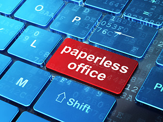 Image showing Business concept: Paperless Office on computer keyboard background