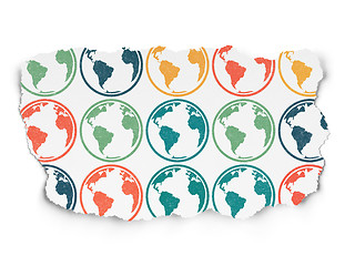 Image showing Science concept: Globe icons on Torn Paper background