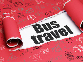 Image showing Travel concept: black text Bus Travel under the piece of  torn paper