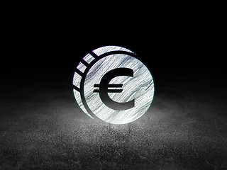 Image showing Banking concept: Euro Coin in grunge dark room