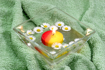 Image showing Candle with Flowers