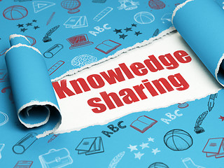 Image showing Education concept: red text Knowledge Sharing under the piece of  torn paper