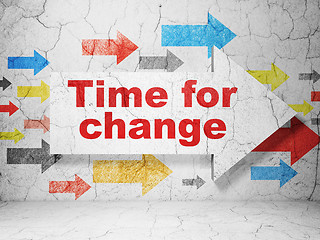 Image showing Timeline concept: arrow with Time for Change on grunge wall background