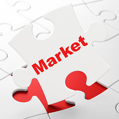 Image showing Advertising concept: Market on puzzle background