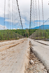 Image showing Old suspension bridge above Katun