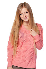 Image showing Woman in pink sweater