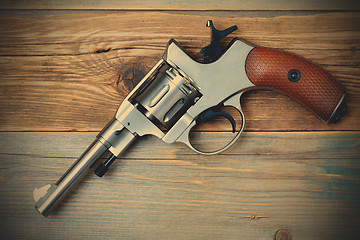 Image showing revolver pistol with the hammer cocked