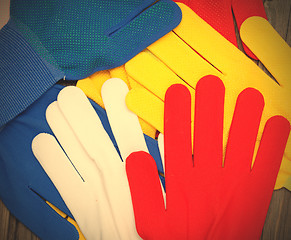 Image showing colored construction gloves