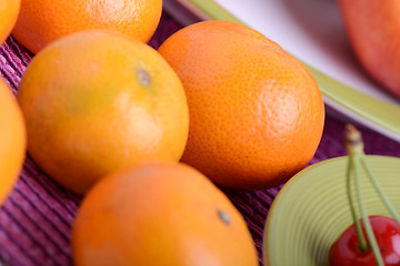 Image showing Bunch of fresh mandarin oranges, health food concept