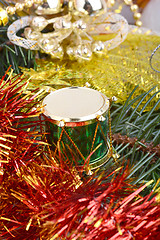 Image showing Closeup on colourful Christmas decorations