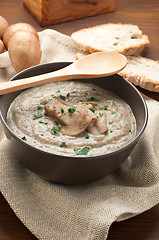 Image showing Cream of porcini mushrooms with cream and parsley