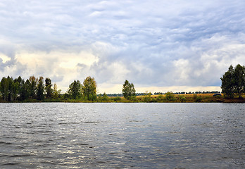 Image showing Water landscape with clouds and rippling water