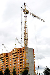 Image showing Cranes and building construction 