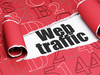 Image showing Web development concept: black text Web Traffic under the piece of  torn paper