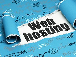Image showing Web development concept: black text Web Hosting under the piece of  torn paper