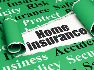 Image showing Insurance concept: black text Home Insurance under the piece of  torn paper