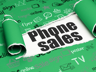 Image showing Marketing concept: black text Phone Sales under the piece of  torn paper