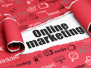 Image showing Marketing concept: black text Online Marketing under the piece of  torn paper