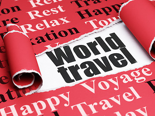 Image showing Vacation concept: black text World Travel under the piece of  torn paper