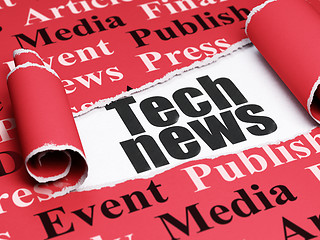 Image showing News concept: black text Tech News under the piece of  torn paper