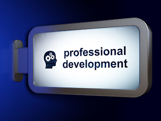 Image showing Learning concept: Professional Development and Head With Gears on billboard background