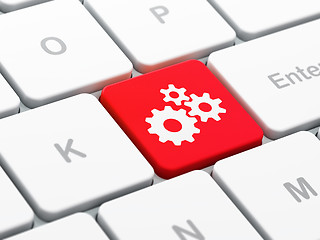 Image showing Web design concept: Gears on computer keyboard background