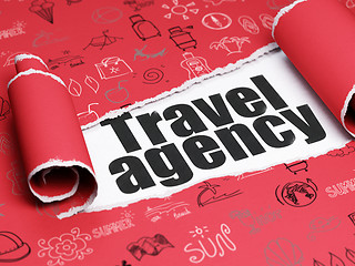 Image showing Vacation concept: black text Travel Agency under the piece of  torn paper