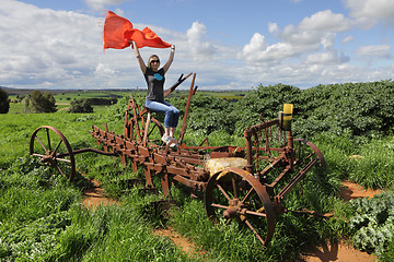 Image showing Rusty farm plough machine in country NSW