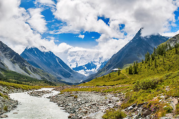 Image showing Meteorological station aton Akkem river. Altai