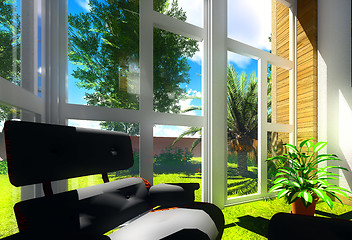 Image showing Living room overlook patio