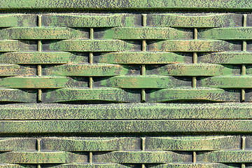 Image showing Old rusty green corrugated metal wall