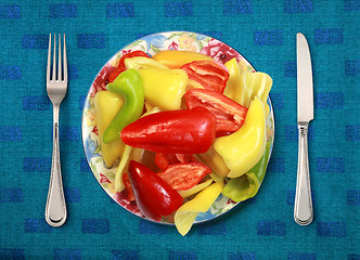 Image showing bell peppers on plate