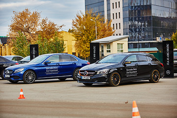 Image showing Kiev, Ukraine - OCTOBER 10, 2015: Mercedes Benz star experience. The series of test drives