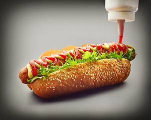 Image showing Hot dog with ketchup