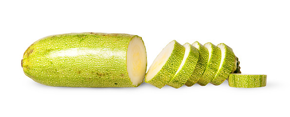 Image showing Sliced fresh courgette single