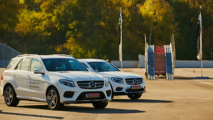 Image showing Kiev, Ukraine - OCTOBER 10, 2015: Mercedes Benz star experience. The series of test drives