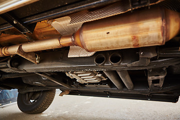 Image showing View from the bottom of a car