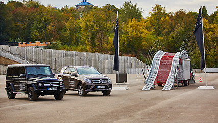 Image showing Kiev, Ukraine - OCTOBER 10, 2015: Mercedes Benz star experience. The series of test drives