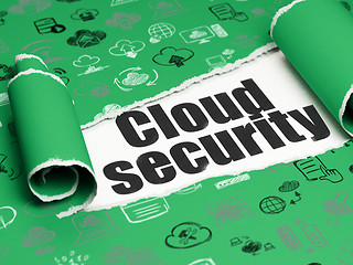 Image showing Cloud technology concept: black text Cloud Security under the piece of  torn paper