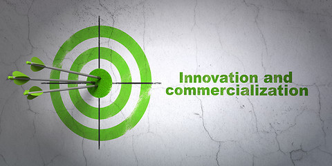 Image showing Science concept: target and Innovation And Commercialization on wall background