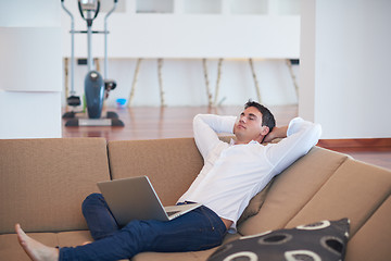 Image showing working on laptop computer from home