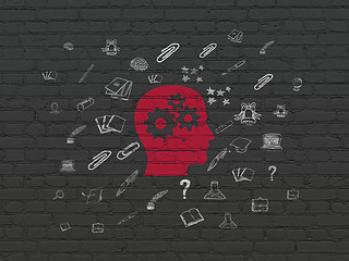 Image showing Learning concept: Head With Gears on wall background