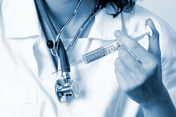 Image showing Portrait of a young doctor with stethoscope.
