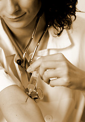 Image showing Portrait of a young doctor with stethoscope.