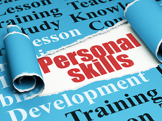 Image showing Education concept: red text Personal Skills under the piece of  torn paper