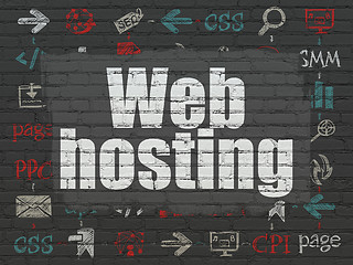 Image showing Web design concept: Web Hosting on wall background