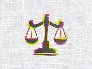 Image showing Law concept: Scales on fabric texture background