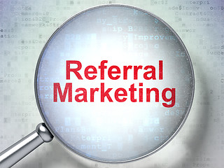 Image showing Advertising concept: Referral Marketing with optical glass