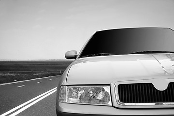 Image showing Fast car on the highway.closeup